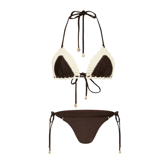 Zimmermann Acacia Crochet Tri Bikini Chocolate Size 1
