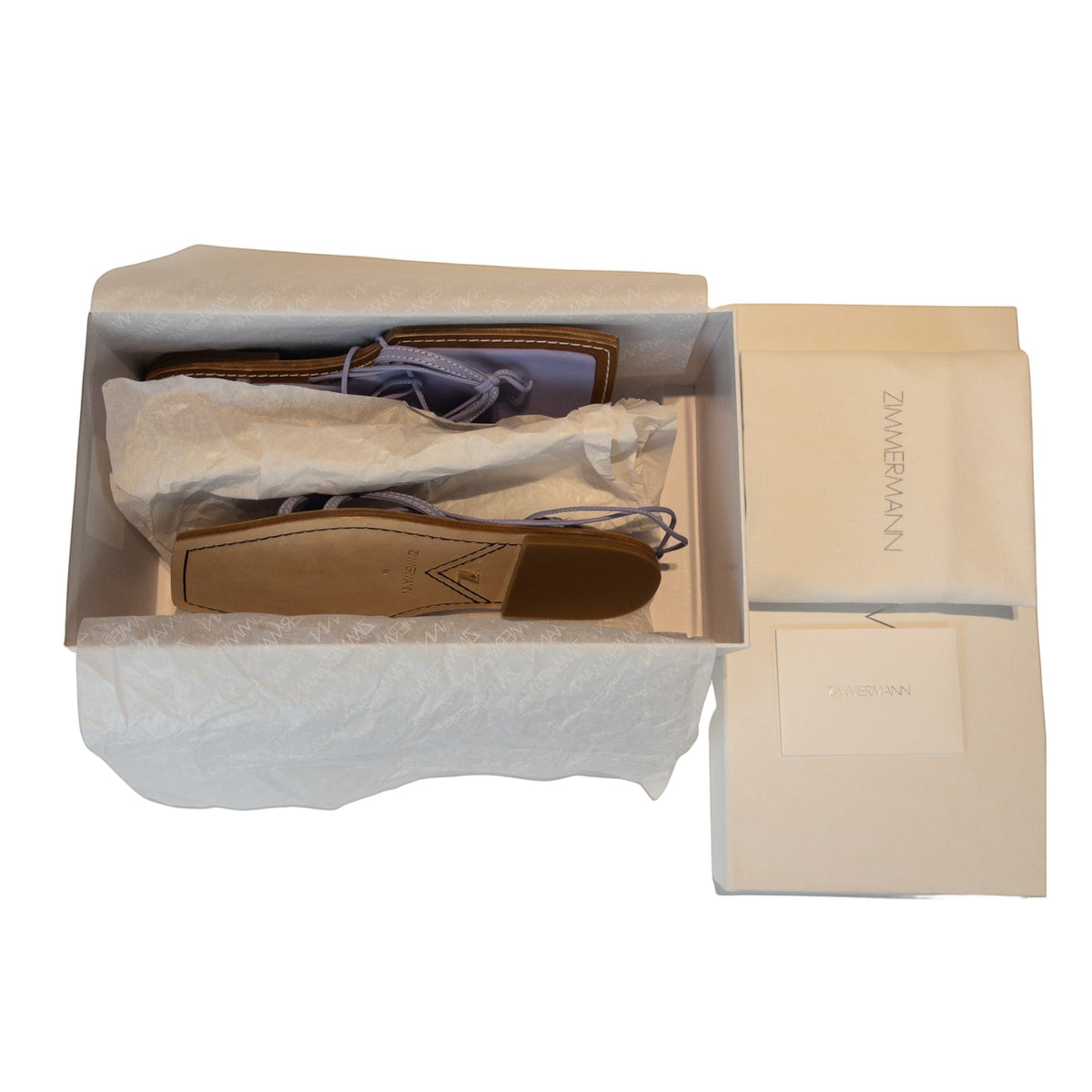 Zimmermann Flat Sandals Skinny Strap Tie Lilac Size EU 38
