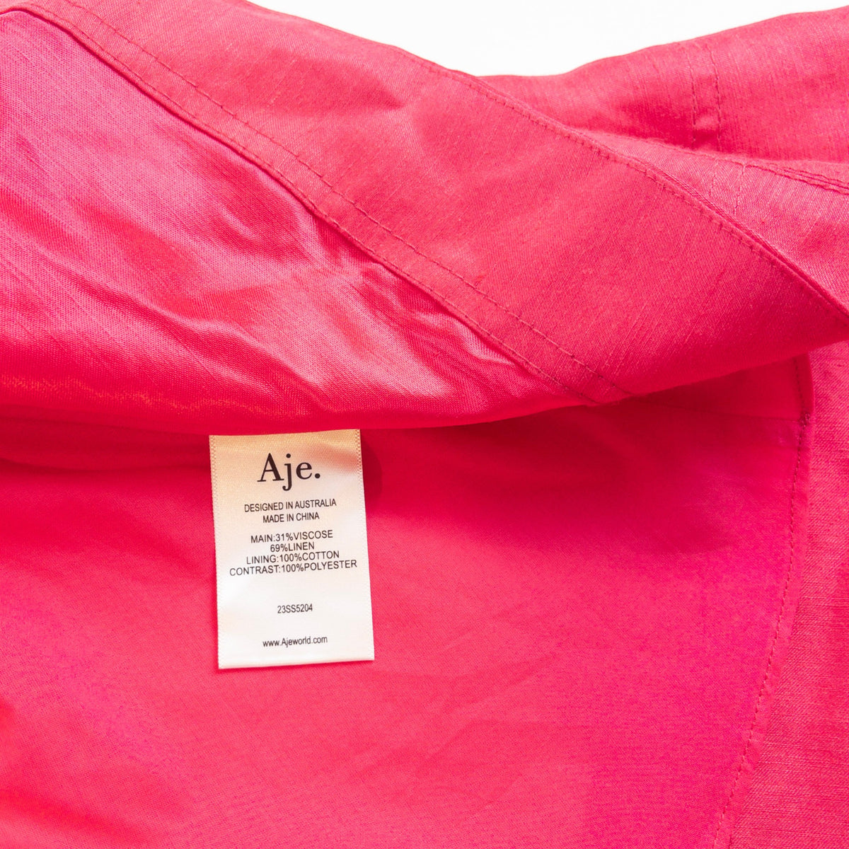 Aje Arista Tulip Sleeve Mini Dress Bougainvillea Red Pink Size AU6