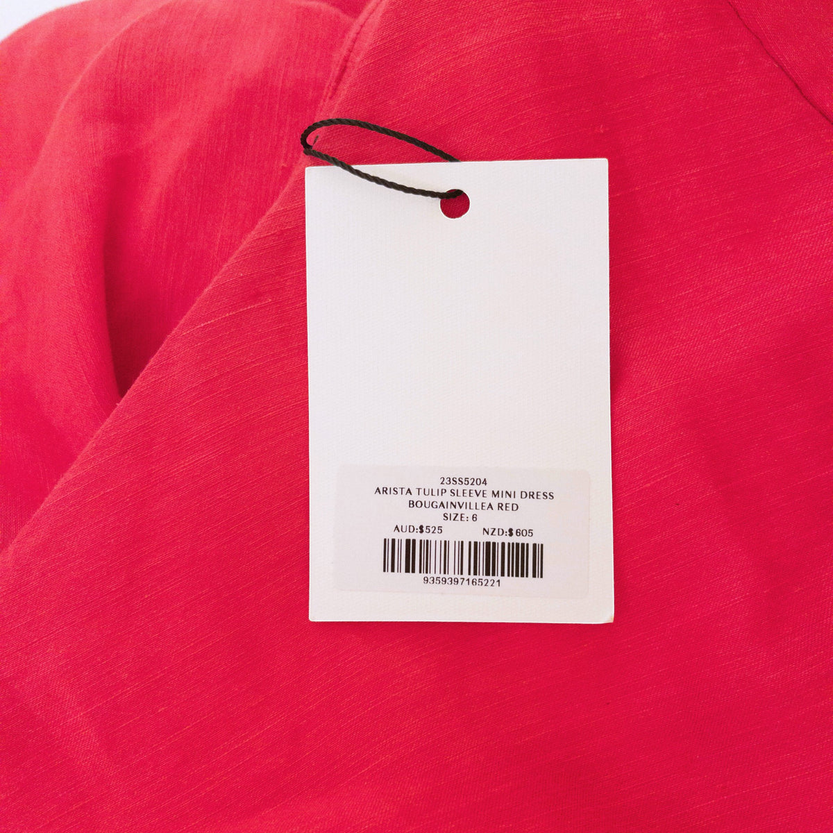 Aje Arista Tulip Sleeve Mini Dress Bougainvillea Red Pink Size AU6