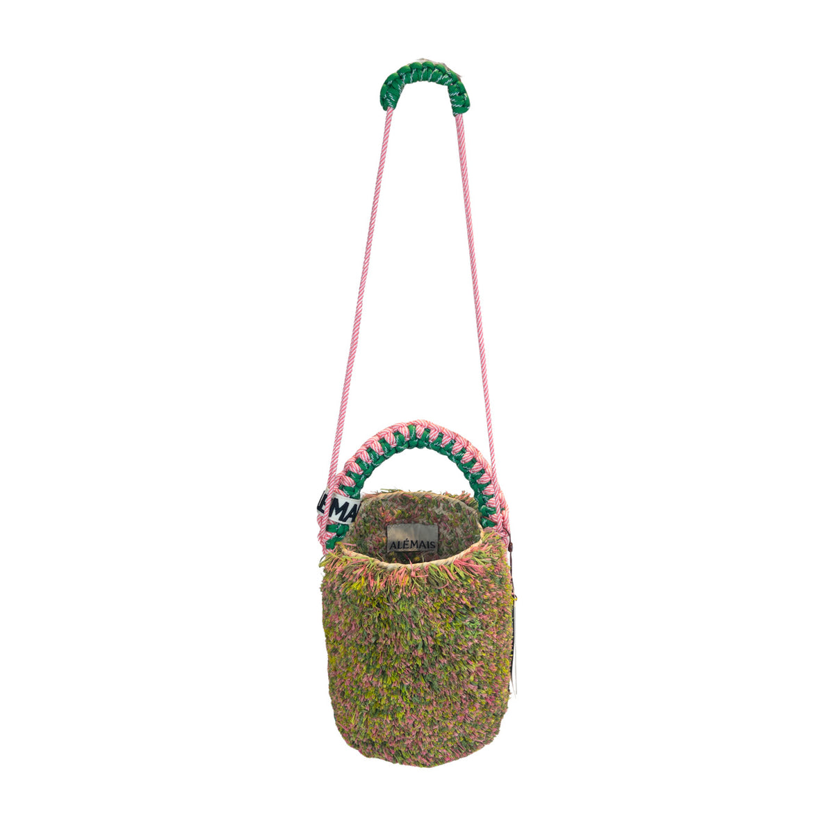 Alémais Monte Bucket Bag Pink And Fringe Macramé