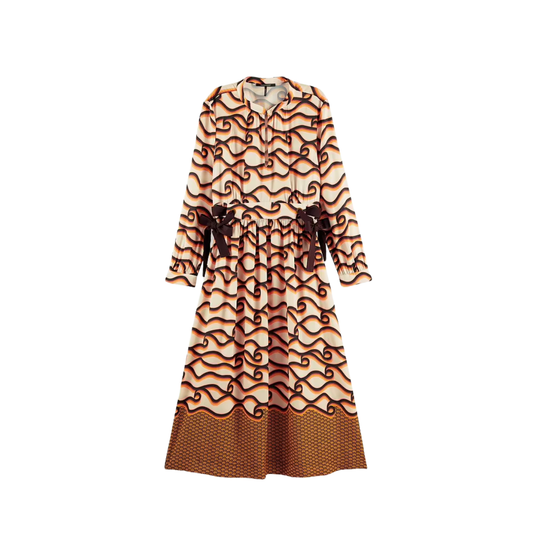 Scotch & Soda Printed Waist Tie Mid Dress Xs