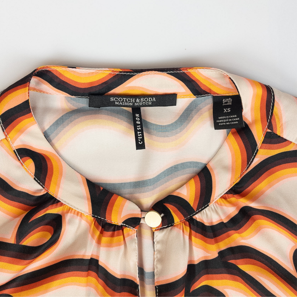 Scotch & Soda Printed Waist Tie Mid Dress Xs