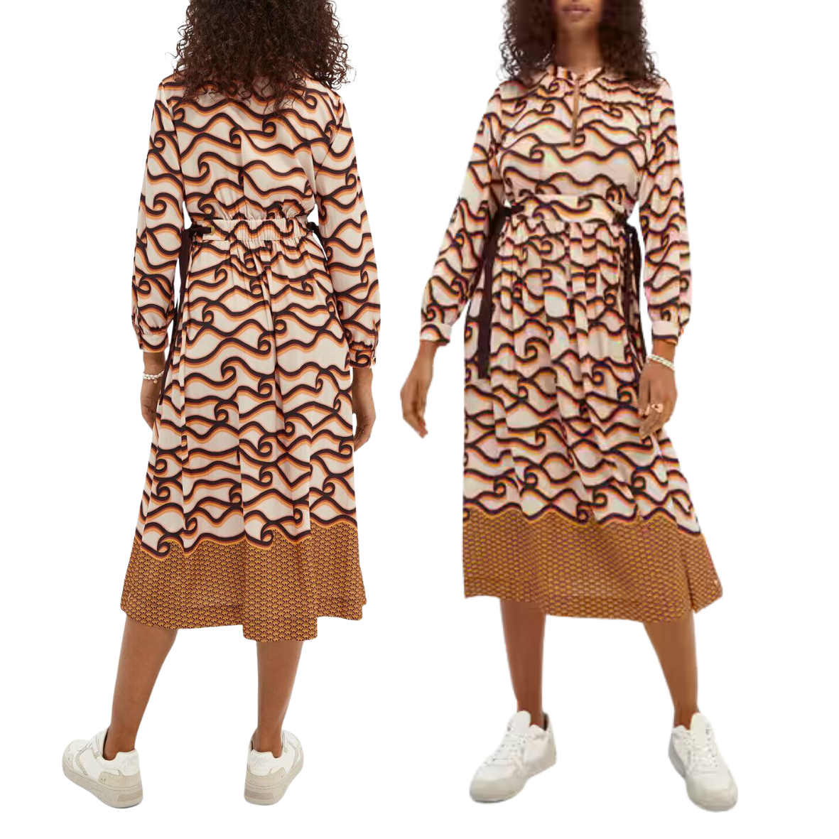 Scotch & Soda Printed Waist Tie Mid Dress Xs