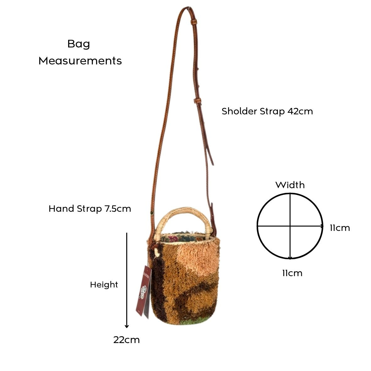 Alémais Michelle Tufted Raffia Mini Bucket Basket Bag Multi Color