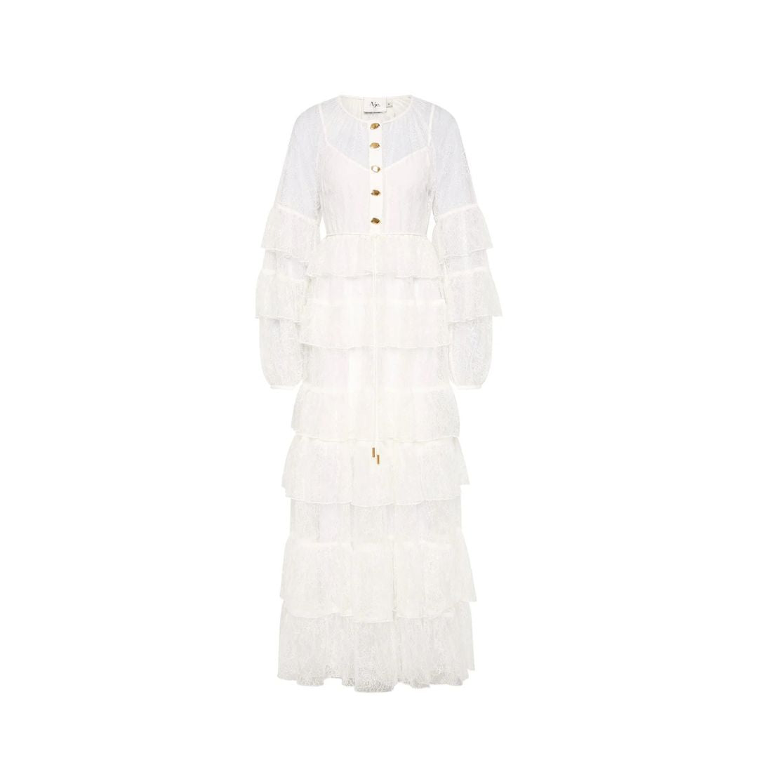 Aje Primrose Maxi Dress Ivory Size AU8