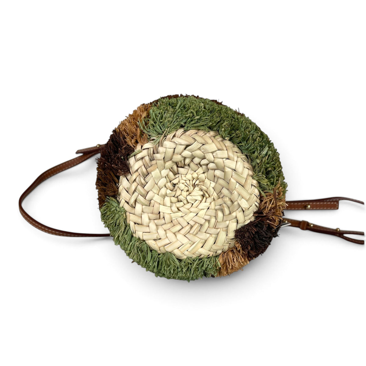 Alémais Michelle Tufted Raffia Mini Bucket Basket Bag Multi Color