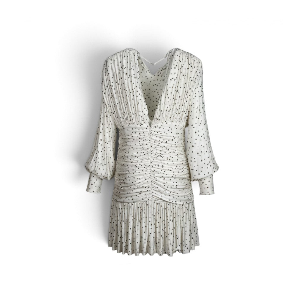 Alémais Etta Ruched Mini Dress Cream Size AU14