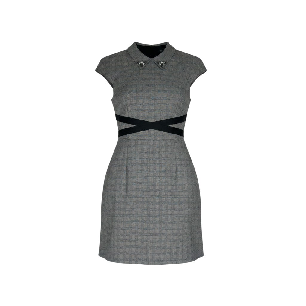 Zara Basic Collection Checked Mini Dress Crystal Collar – Size XS / AU 6– Pre-Loved