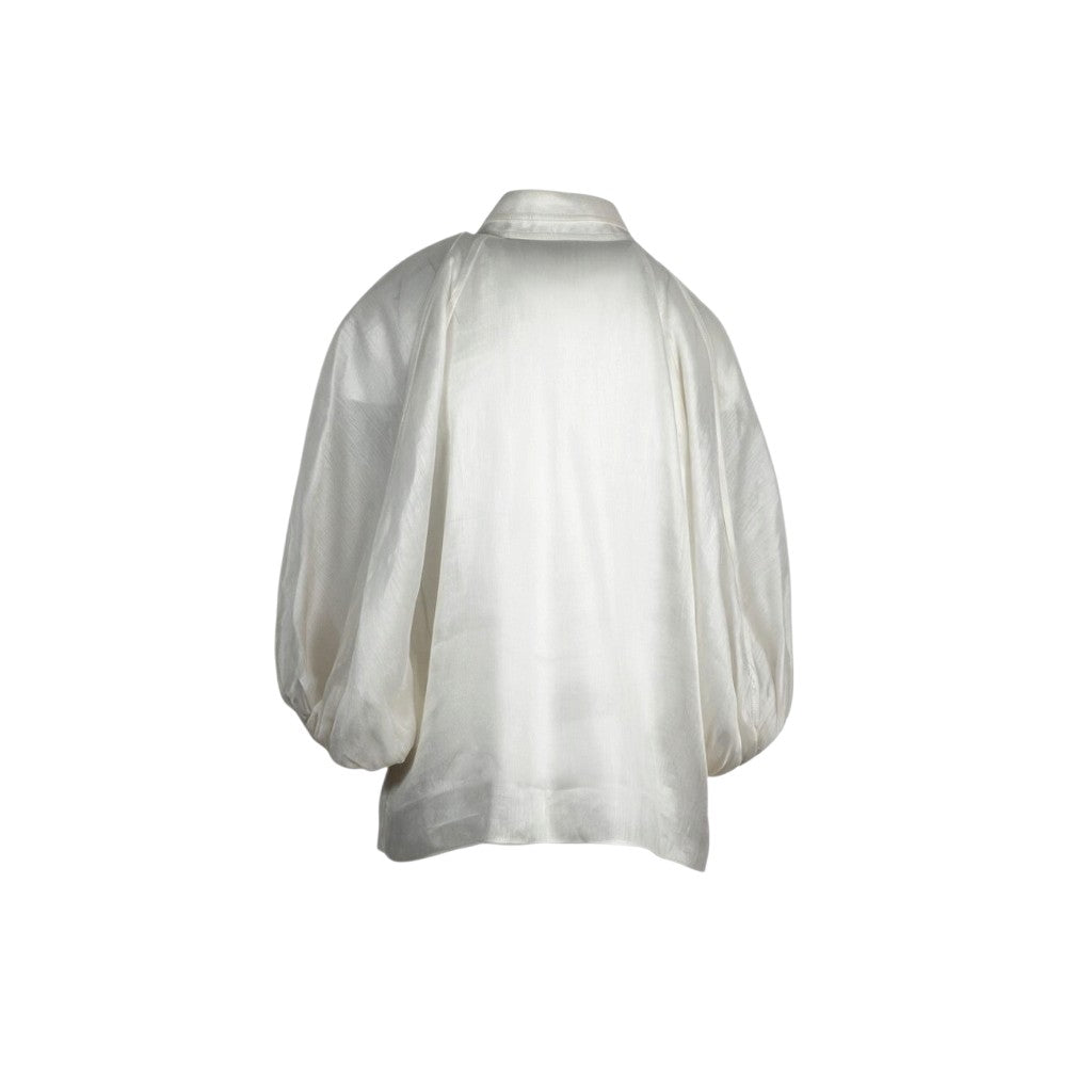 Aje Linen Three Quarter Sleeve Blouse Ivory Size AU8  Pre-Loved