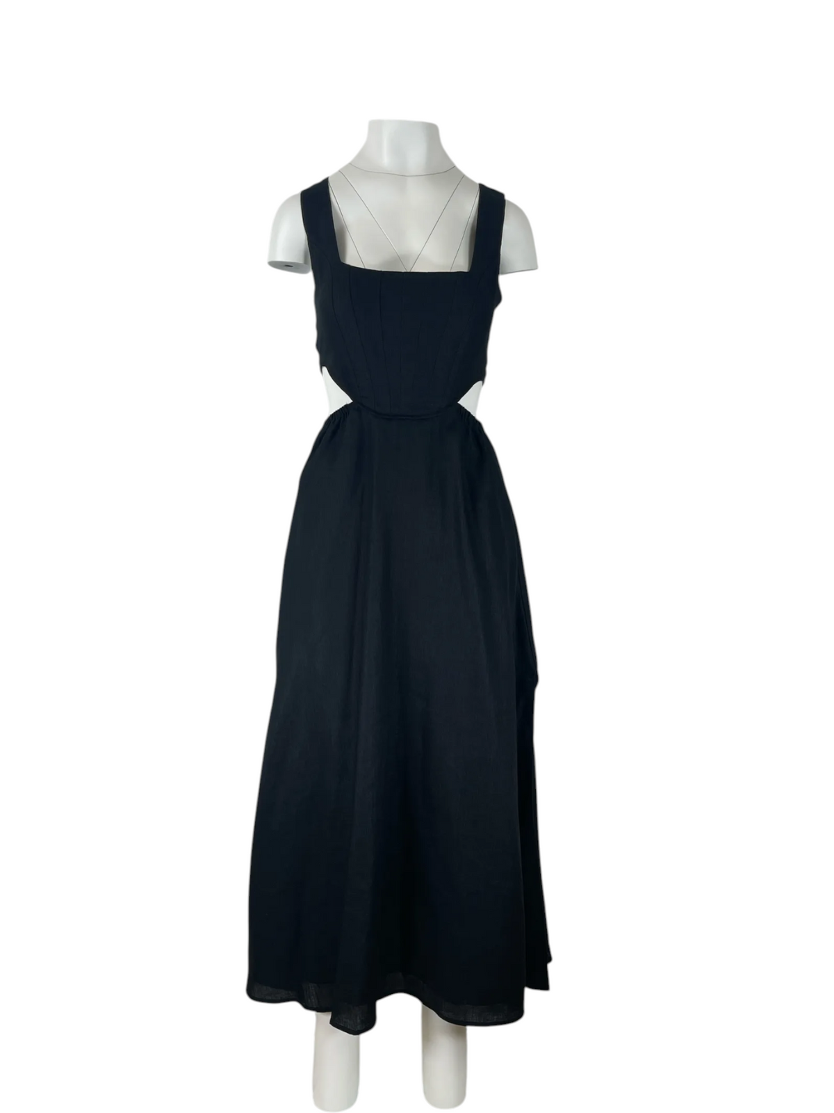 Dissh Joey Linen Dress Black Size AU8 Pre-loved