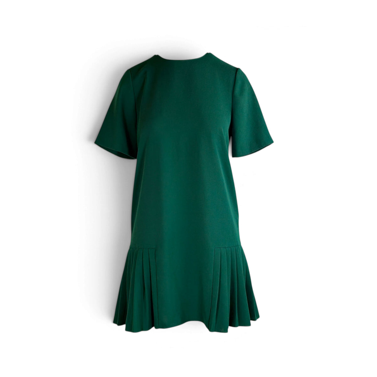 Zara Pleated Hem Mini Dress Emerald Green Size S / AU 8
