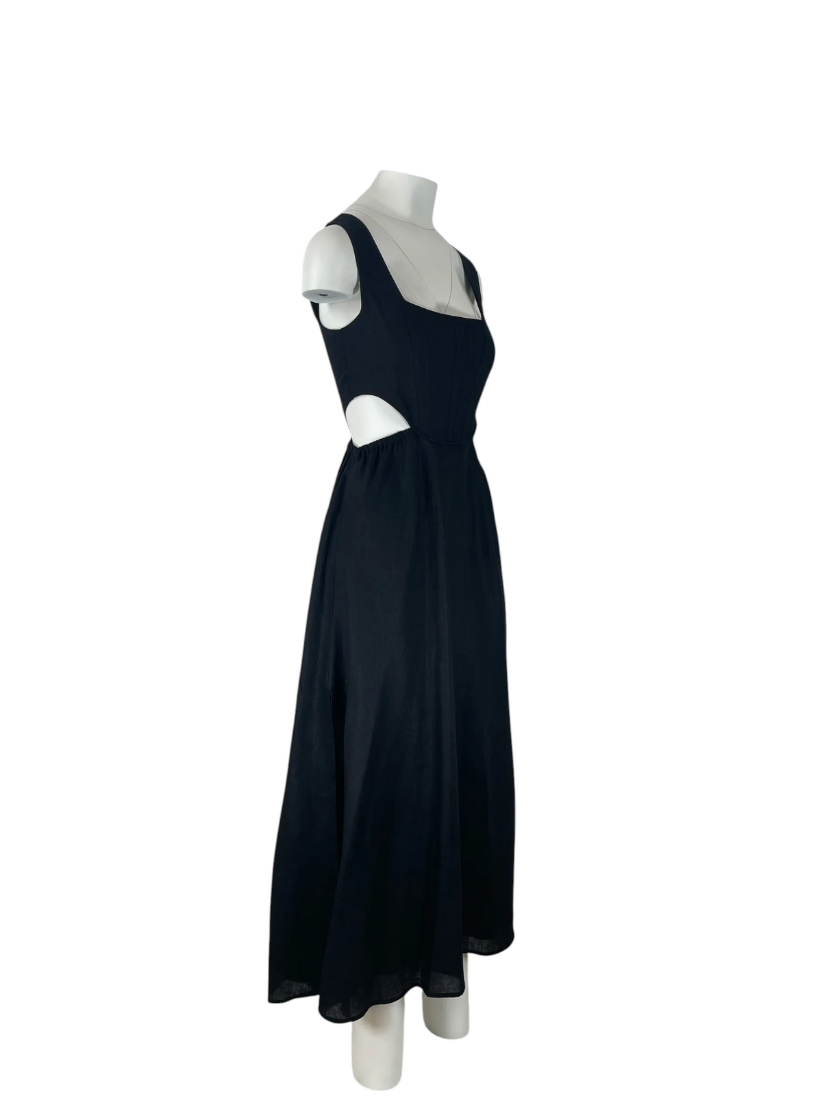 Dissh Joey Linen Dress Black Size AU8 Pre-loved