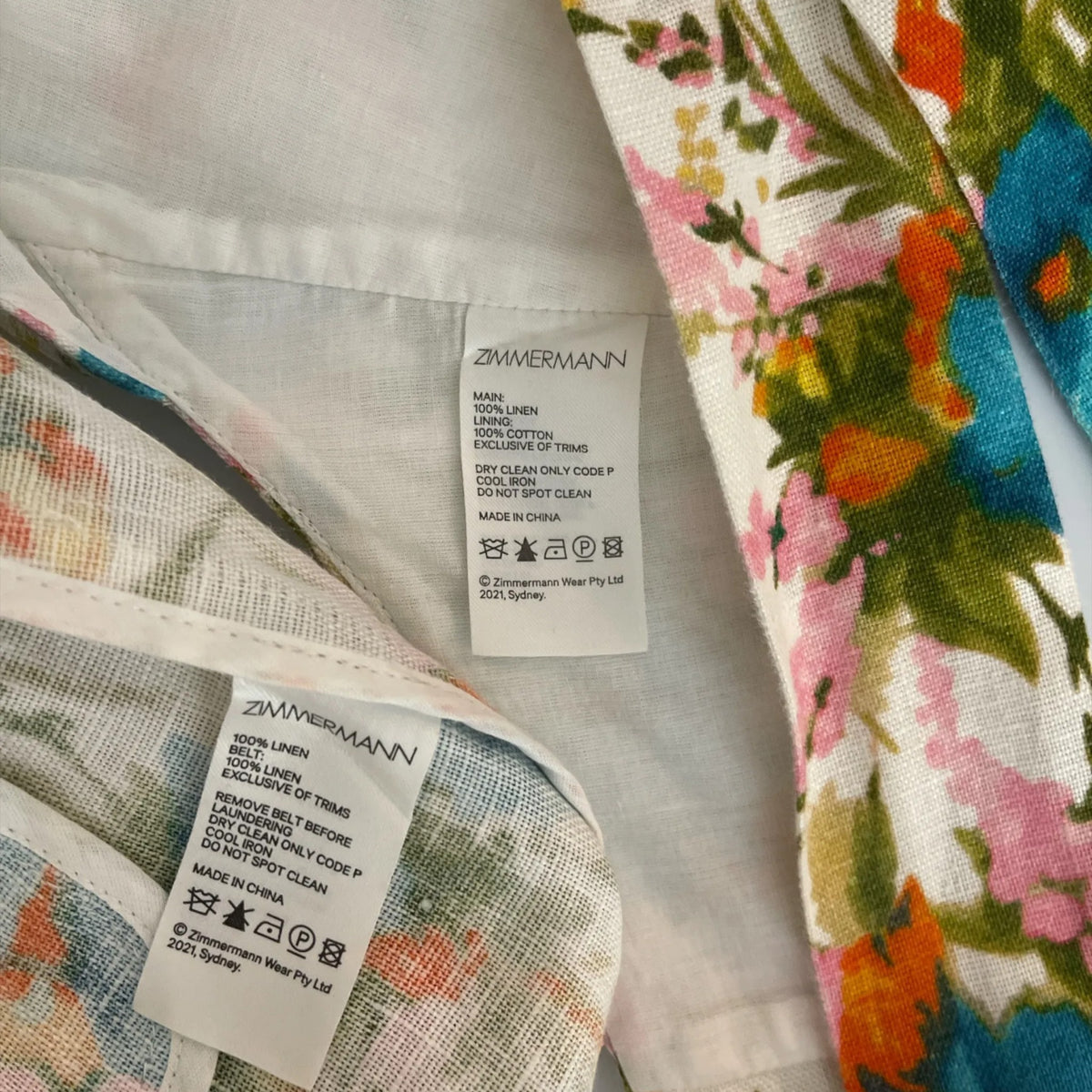 Zimmermann Estelle Floral Linen Co-ord Set Top Size 2  Trousers Size 0  Pre-Loved