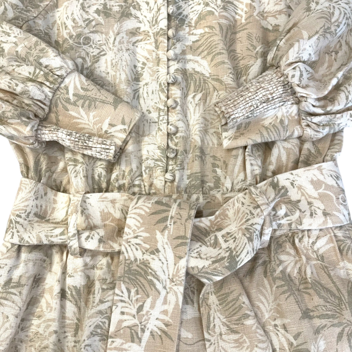 Witchery Palm Print Linen Playsuit Neutral Size AU8 Pre-loved