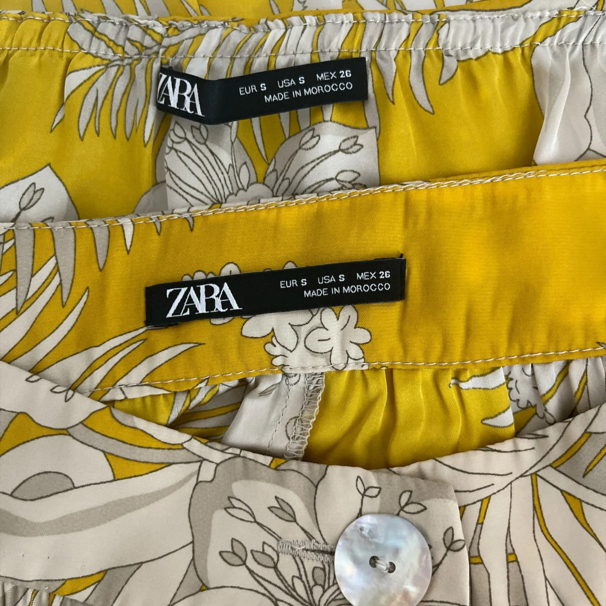 Zara Yellow Floral Off-Shoulder Top Maxi Skirt Set Size S AU 8 Pre-Loved