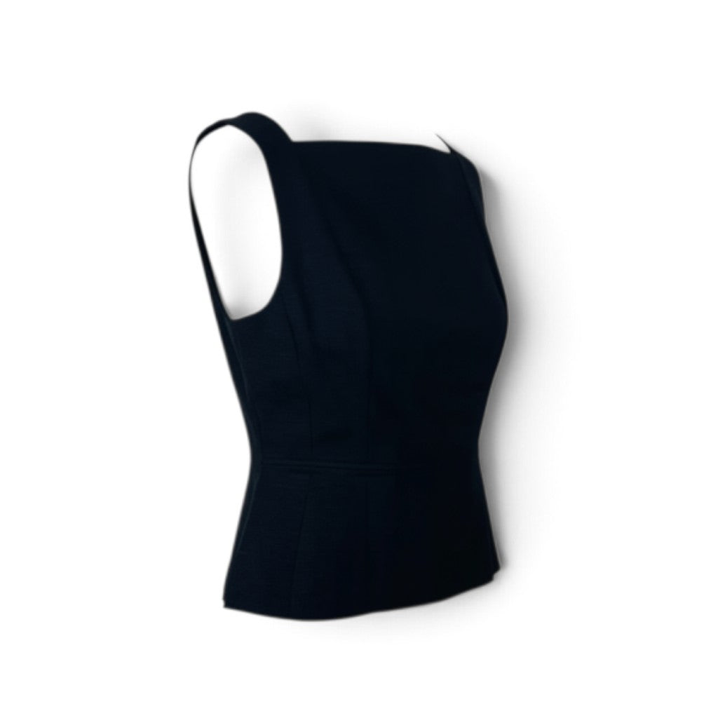 Cue Waisted Linen Blend Top Black Size AU8