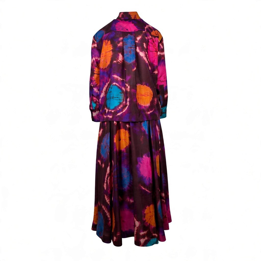 Zimmermann Acadian Relaxed Silk Shirt and Midi Skirt Set Tie Dye Multi Shirt Size0 /AU8 Skirt Size1 /AU10 Pre-Loved