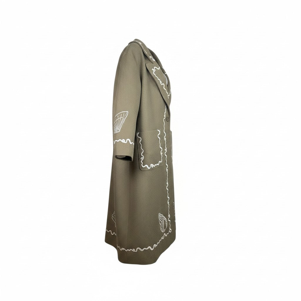 Alémais Sammy Embroidered Coat Olive Size AU12