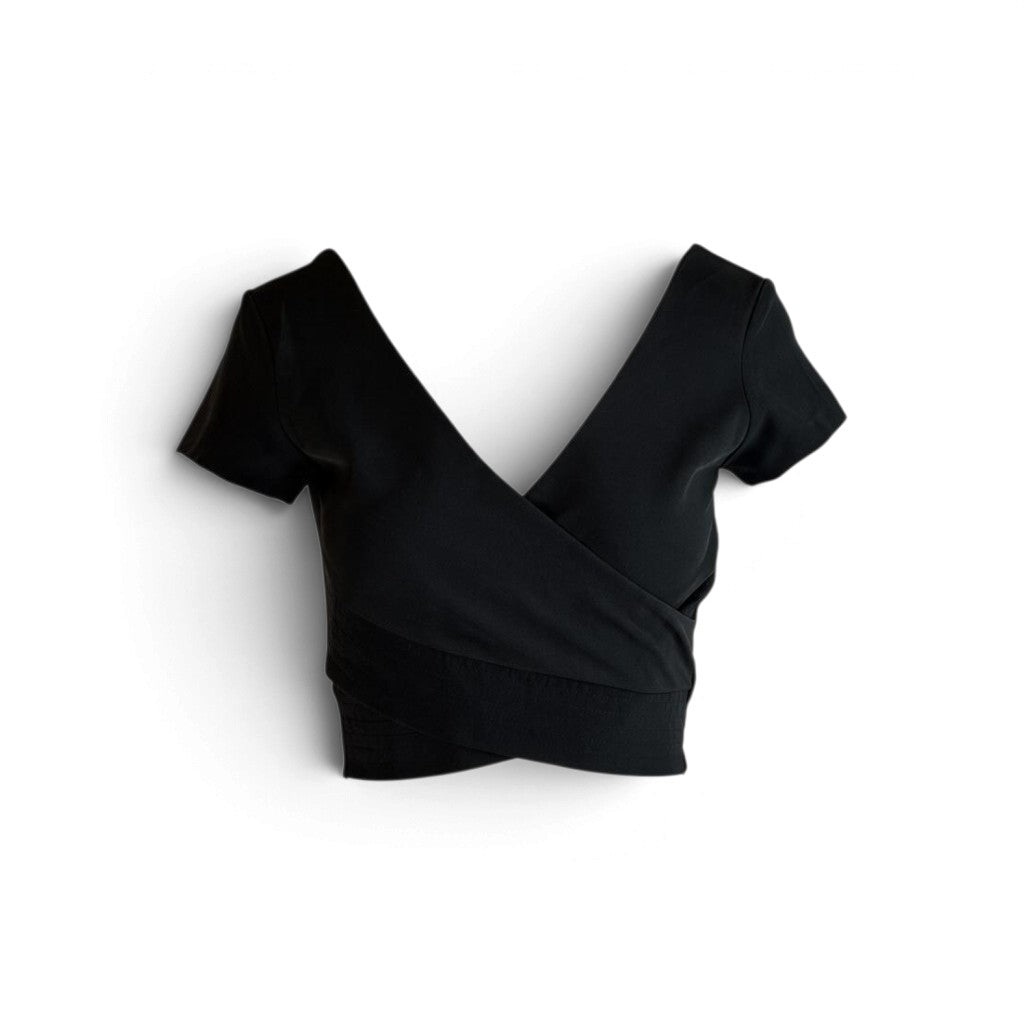 Zara V-Neck Top Black Size XS / AU 6 Pre-Loved