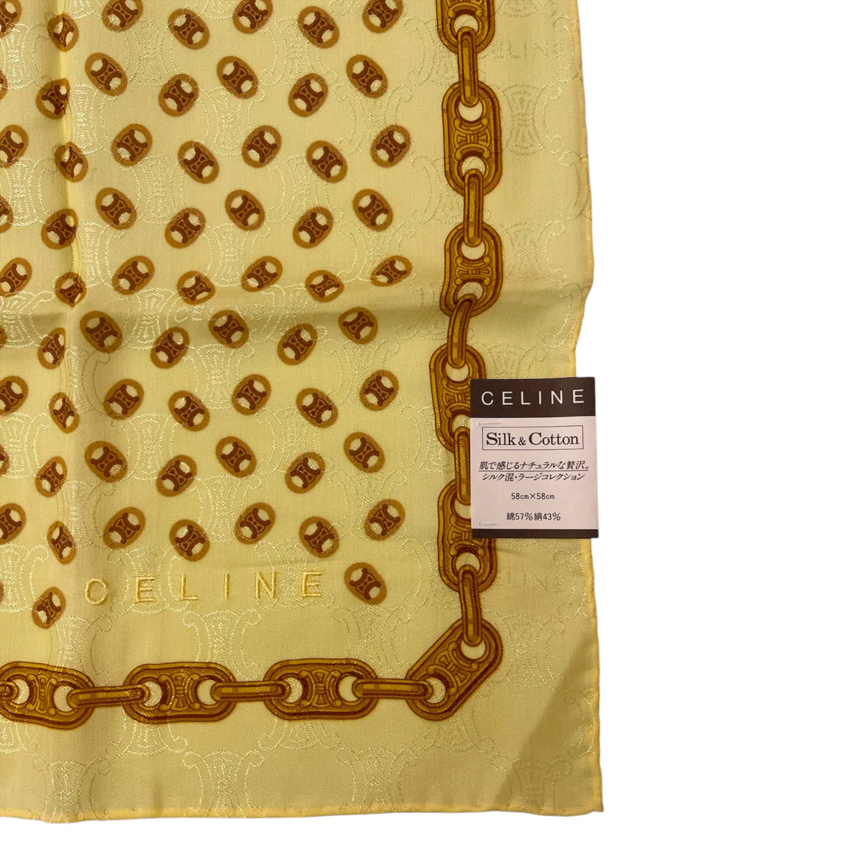 Celine Signature Logo Cotton & Silk Scarf Soft Butter