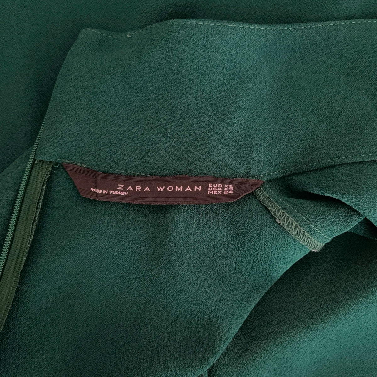 Zara Woman Emerald Green High Neck Midi Dress Size XS Pre-Loved