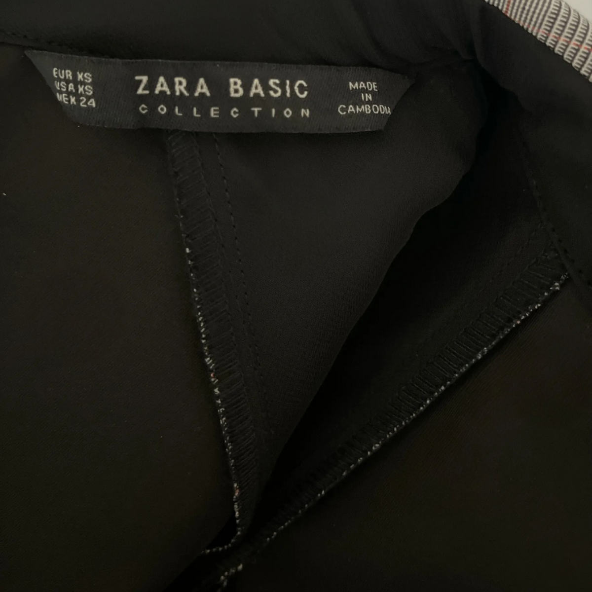 Zara Basic Collection Checked Mini Dress Crystal Collar – Size XS / AU 6– Pre-Loved