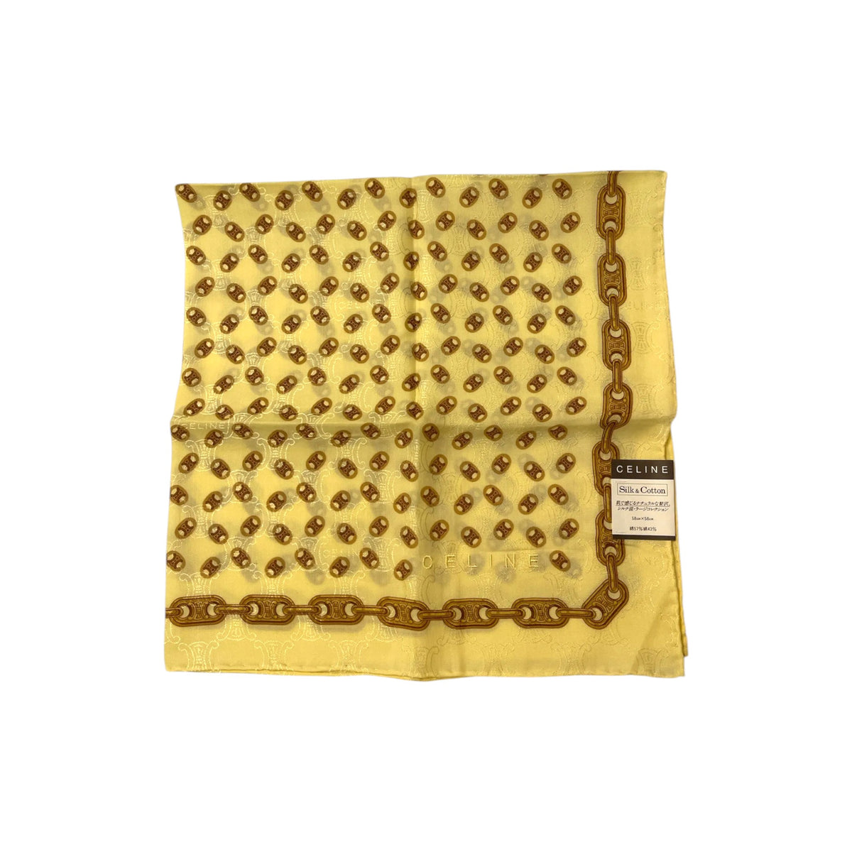Celine Signature Logo Cotton & Silk Scarf Soft Butter