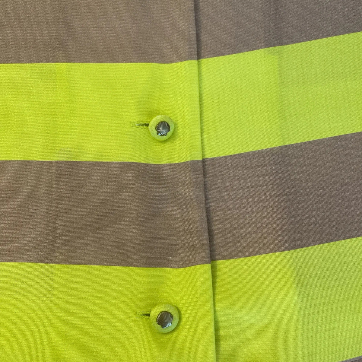 Zimmermann Wonderland Short Sleeve Silk Shirt Lime Stripe Size 0