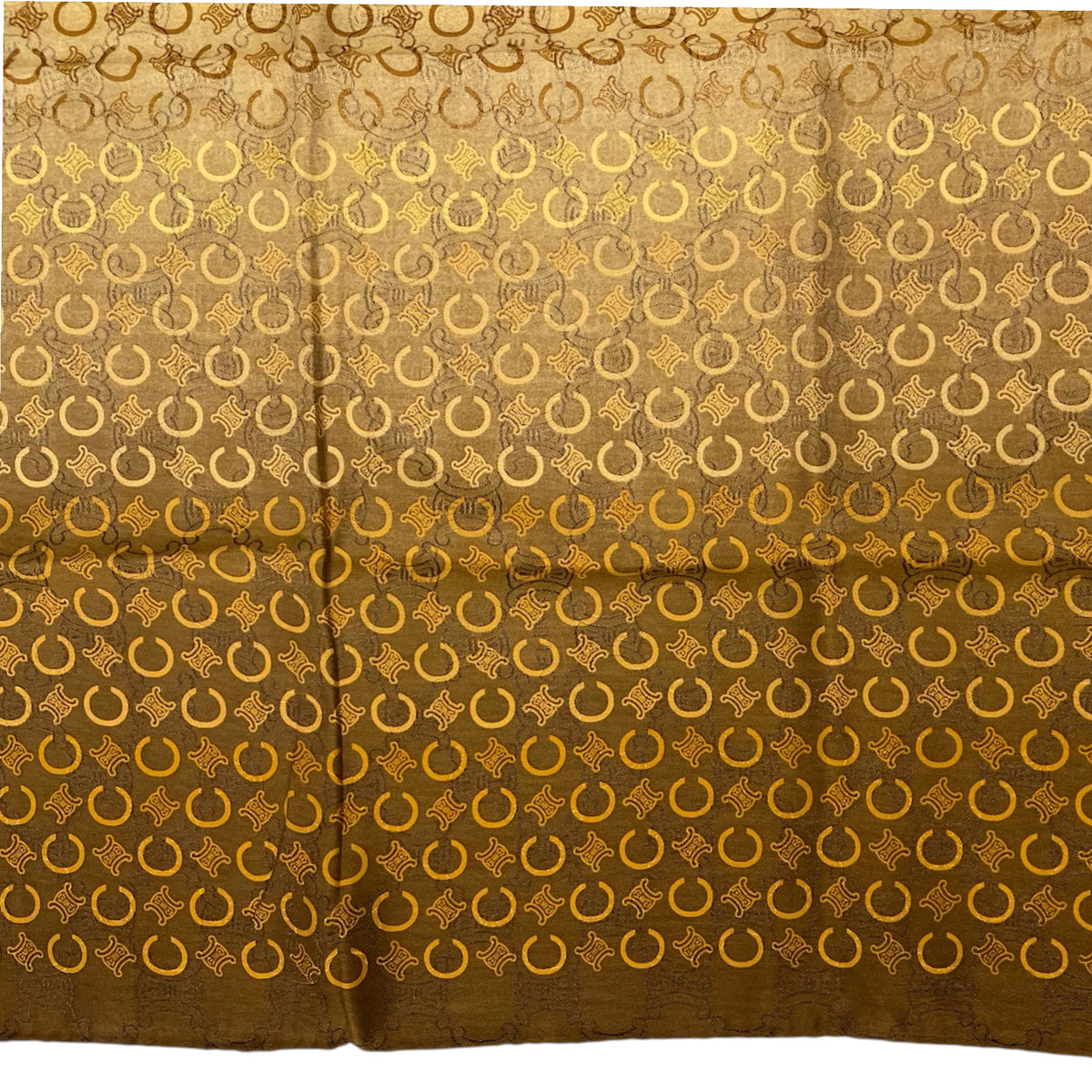 Celine Signature Logo Cotton & Silk Scarf  Golden Brown Gradient