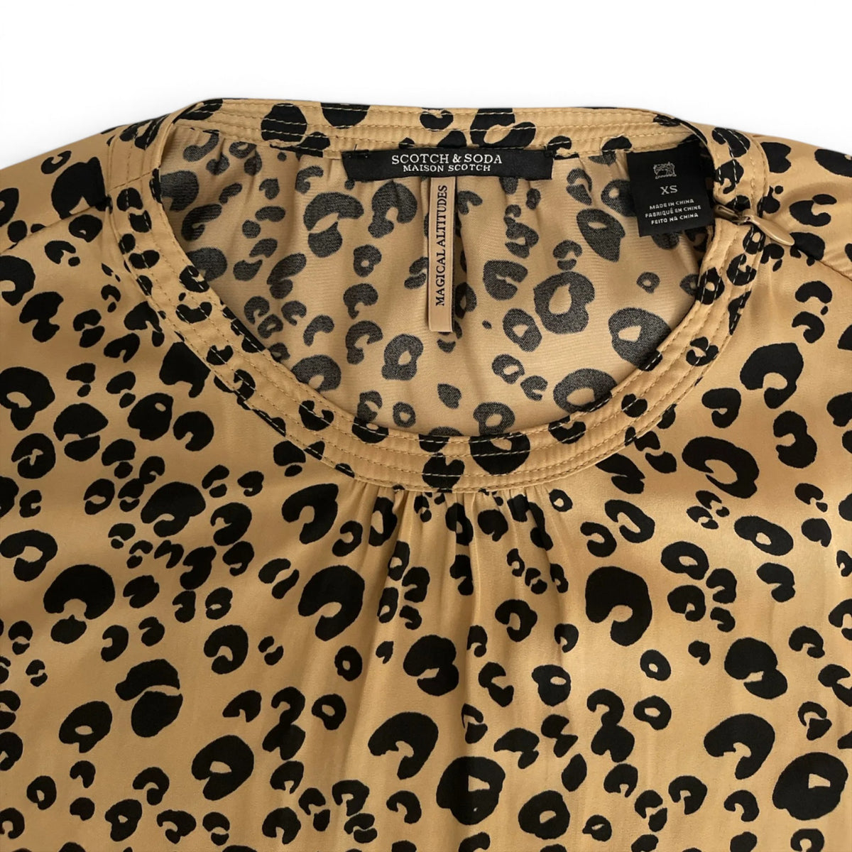 Scotch & Soda Maison Scotch Leopard Print Ruffle Blouse XS Pre-Loved