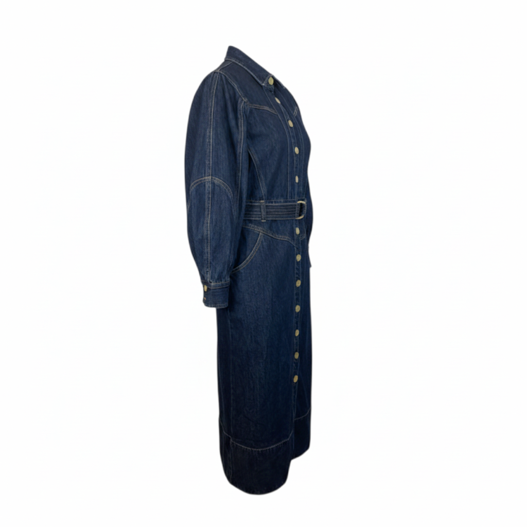 Kivari Bonny Denim Midi Dress Deep Blue Size AU8