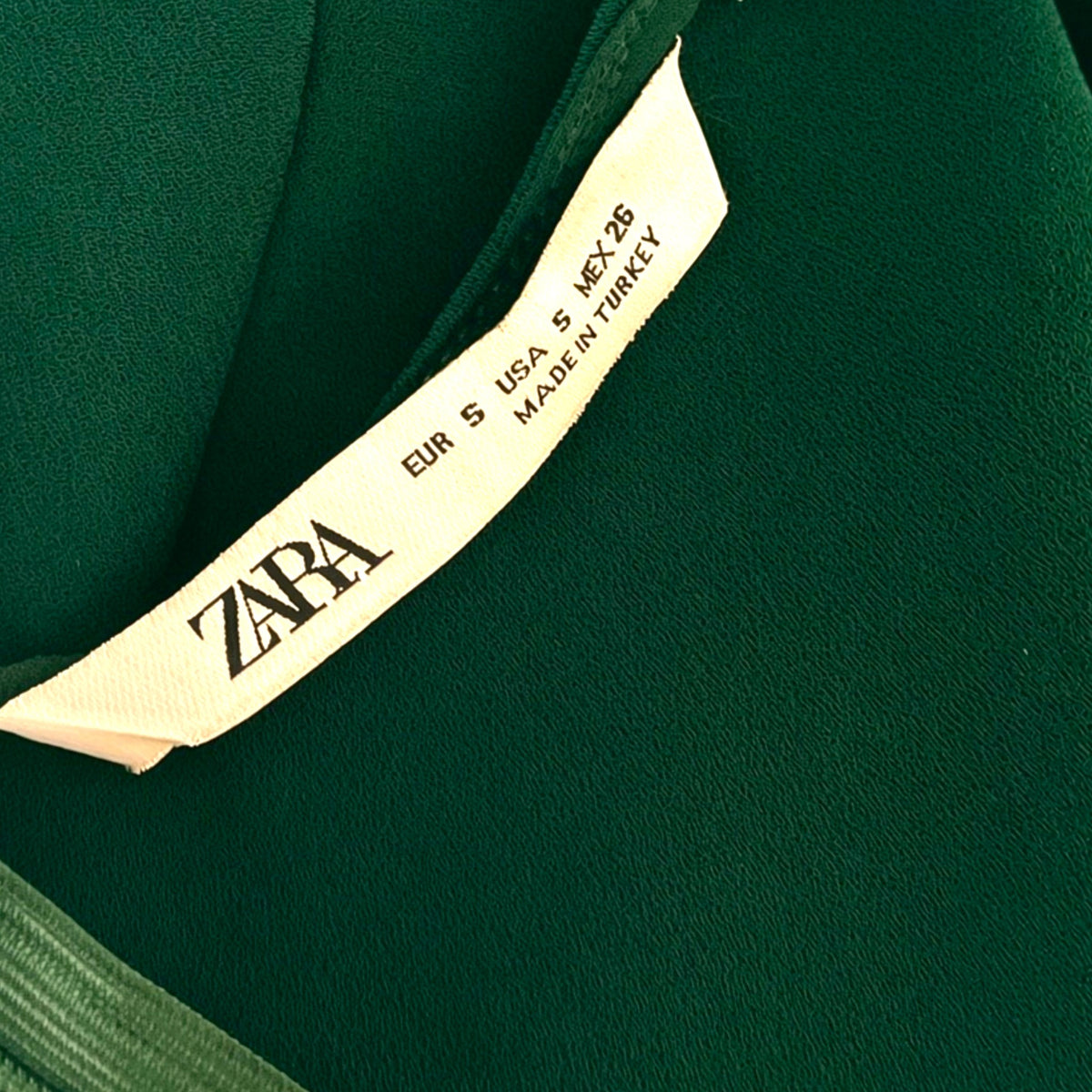 Zara Pleated Hem Mini Dress Emerald Green Size S / AU 8