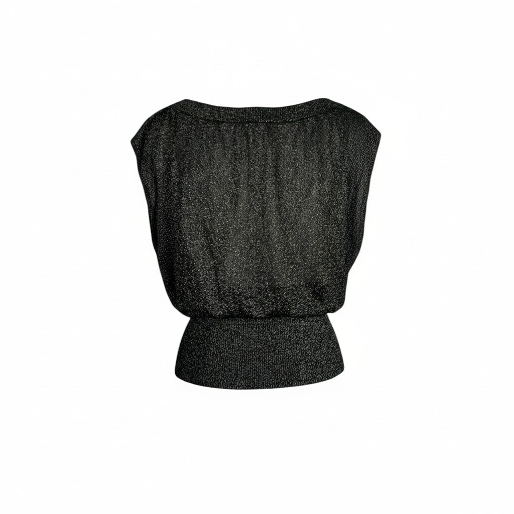 Zimmermann Metallic Stretch-Knit Draped Top Black Size 1 Sample