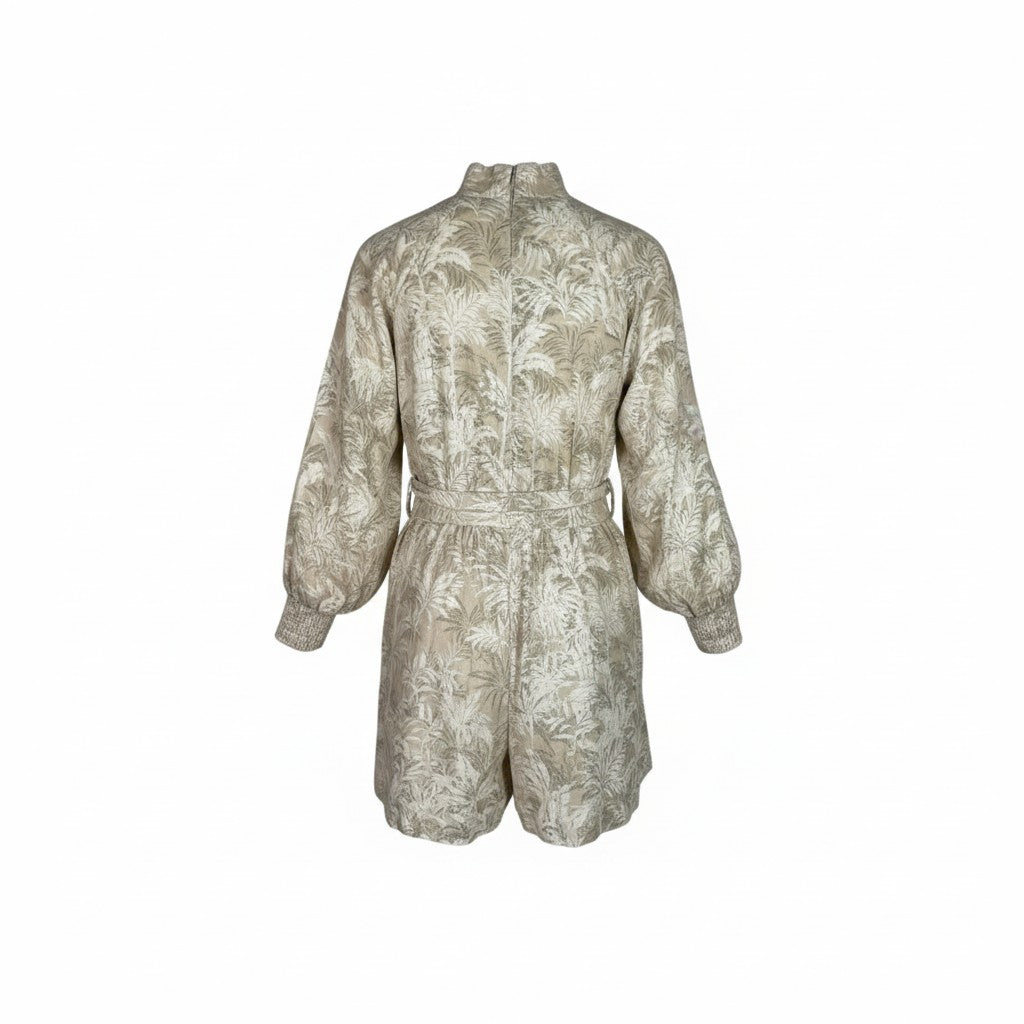 Witchery Palm Print Linen Playsuit Neutral Size AU8 Pre-loved