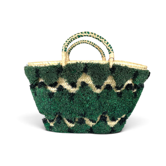Alémais Geo Tufted Raffia Maxi Basket Bag Green