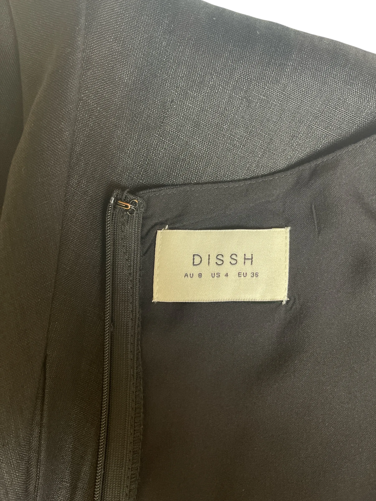 Dissh Joey Linen Dress Black Size AU8 Pre-loved