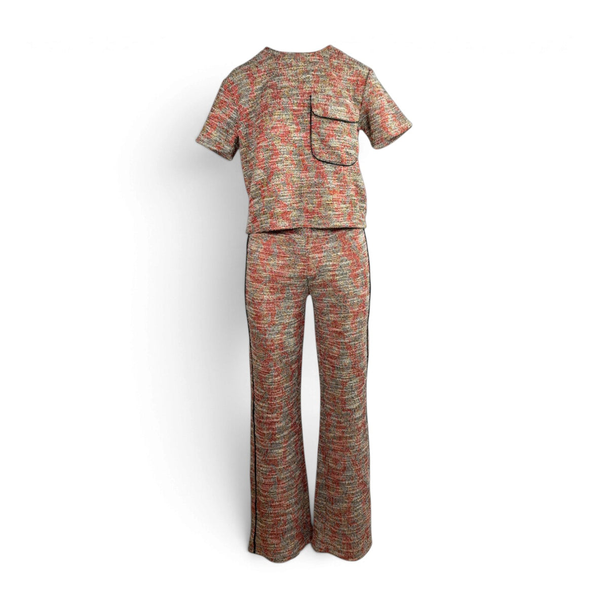 Zara Textured Metallic Two Piece Top & Trousers Set S/M