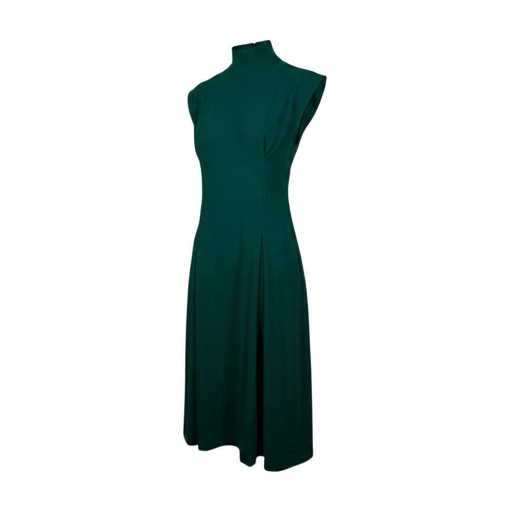 Zara Woman Emerald Green High Neck Midi Dress Size XS Pre-Loved