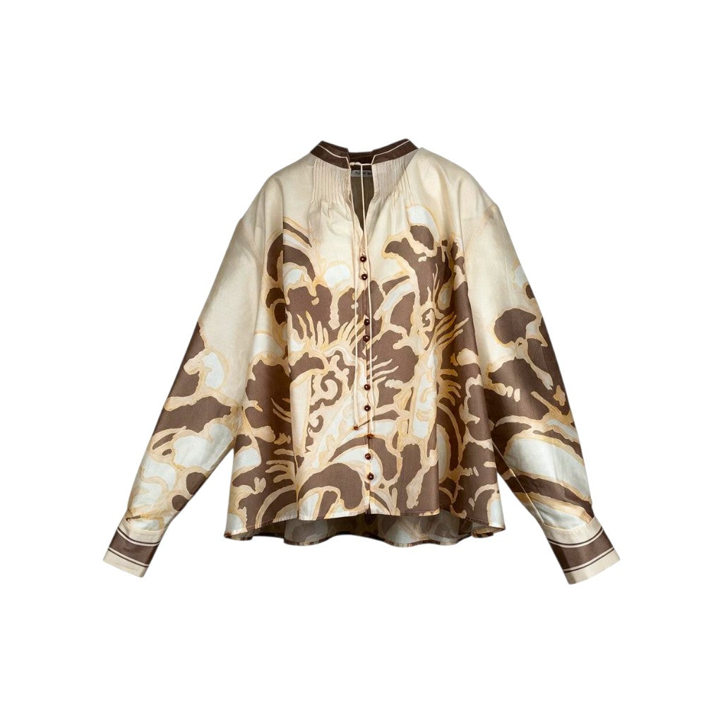 Antipodean Fragments Pleat Detail Shirt Fudge Size L