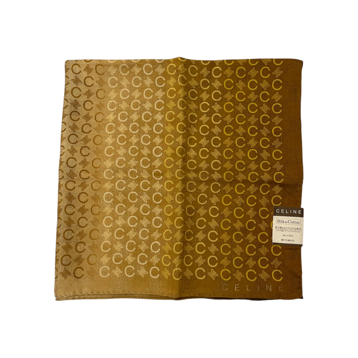 Celine Signature Logo Cotton & Silk Scarf  Golden Brown Gradient