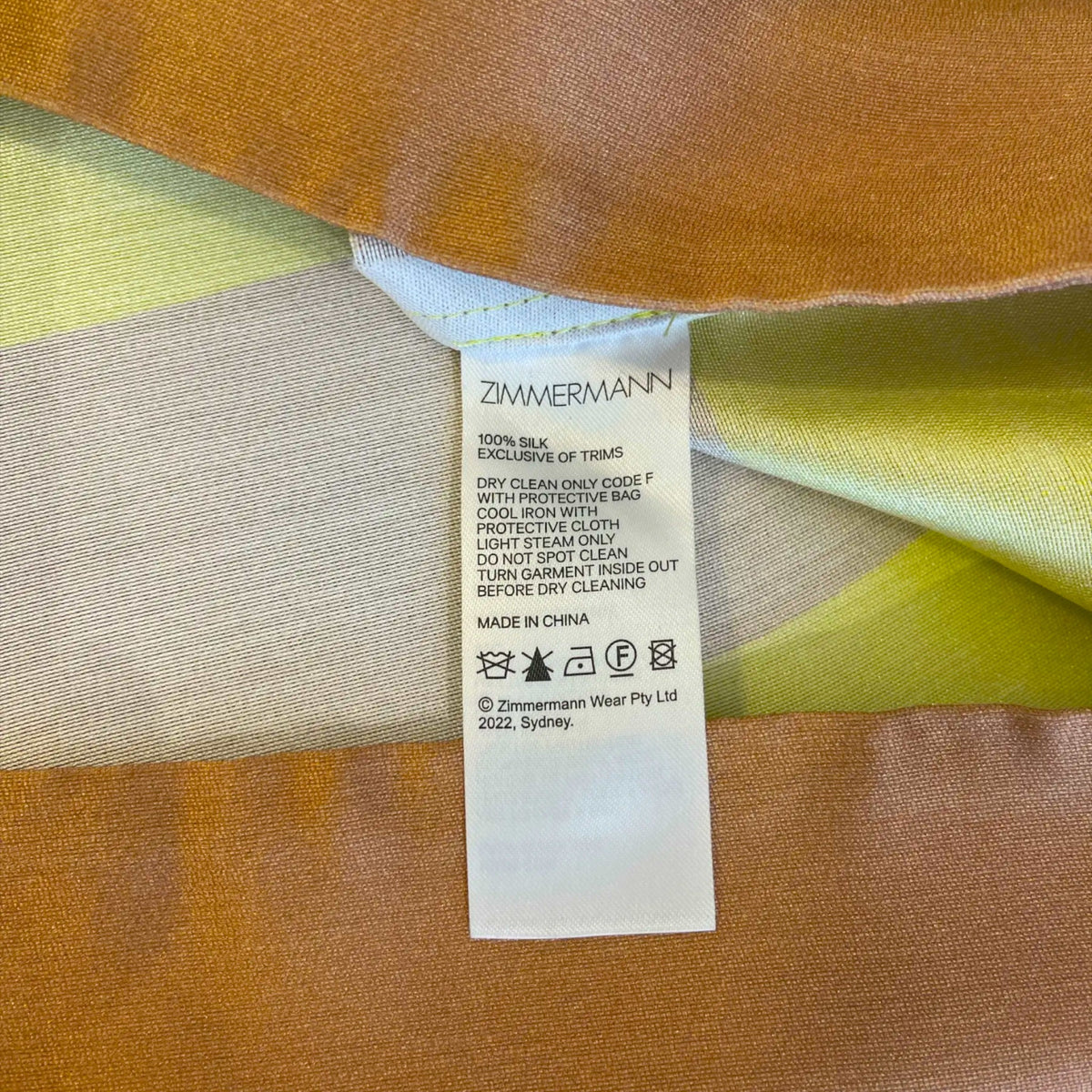 Zimmermann Wonderland Short Sleeve Silk Shirt Lime Stripe Size 0
