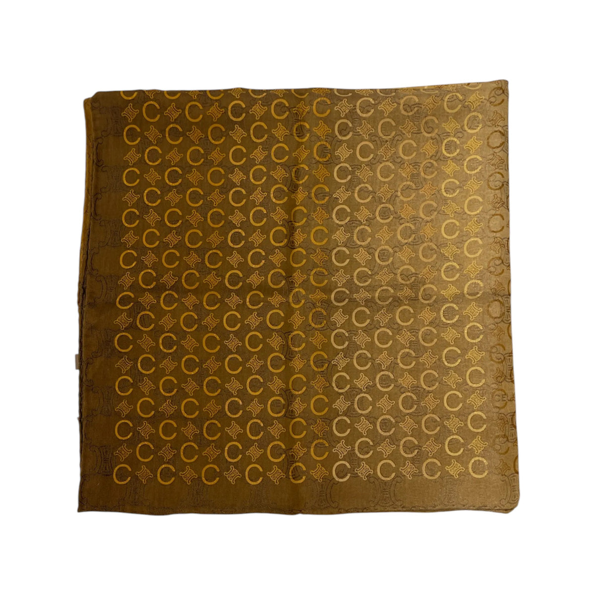 Celine Signature Logo Cotton & Silk Scarf  Golden Brown Gradient