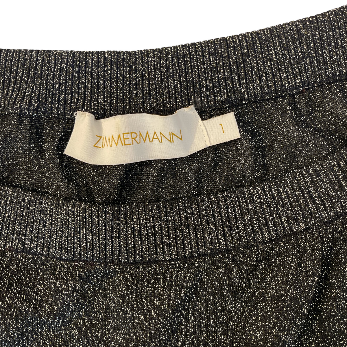 Zimmermann Metallic Stretch-Knit Draped Top Black Size 1 Sample
