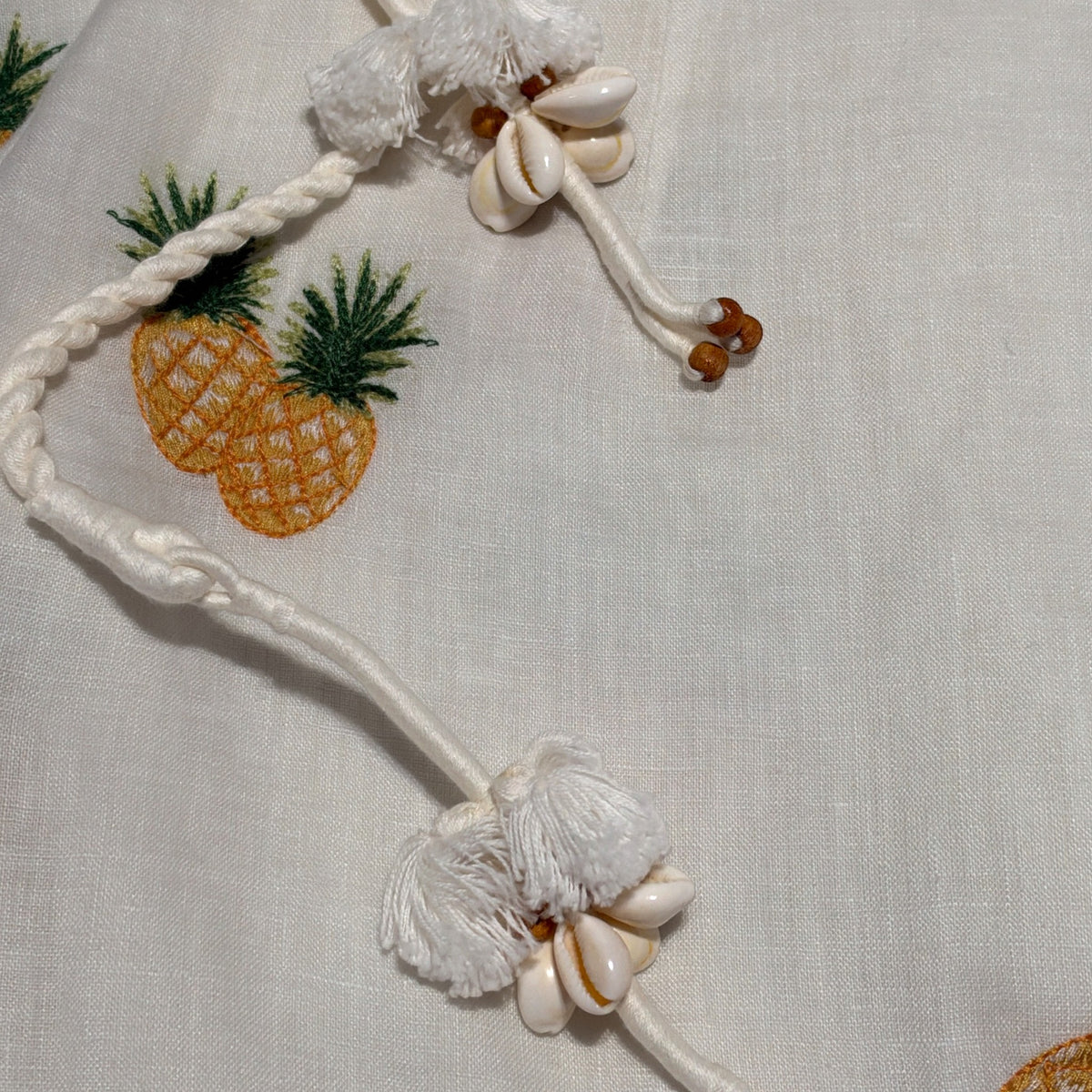 Zimmermann Riders Pineapple Embroidery Linen Shirt & Skirt Set Ivory Size 0