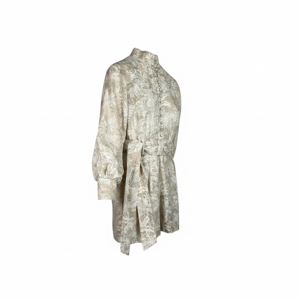 Witchery Palm Print Linen Playsuit Neutral Size AU8 Pre-loved
