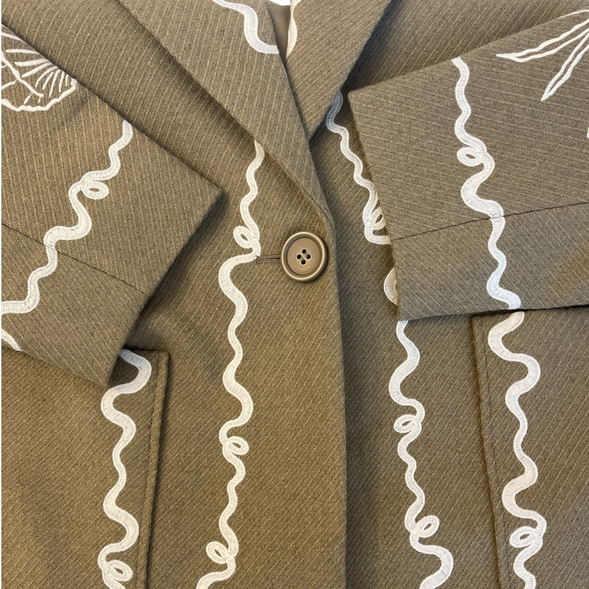 Alémais Sammy Embroidered Coat Olive Size AU12