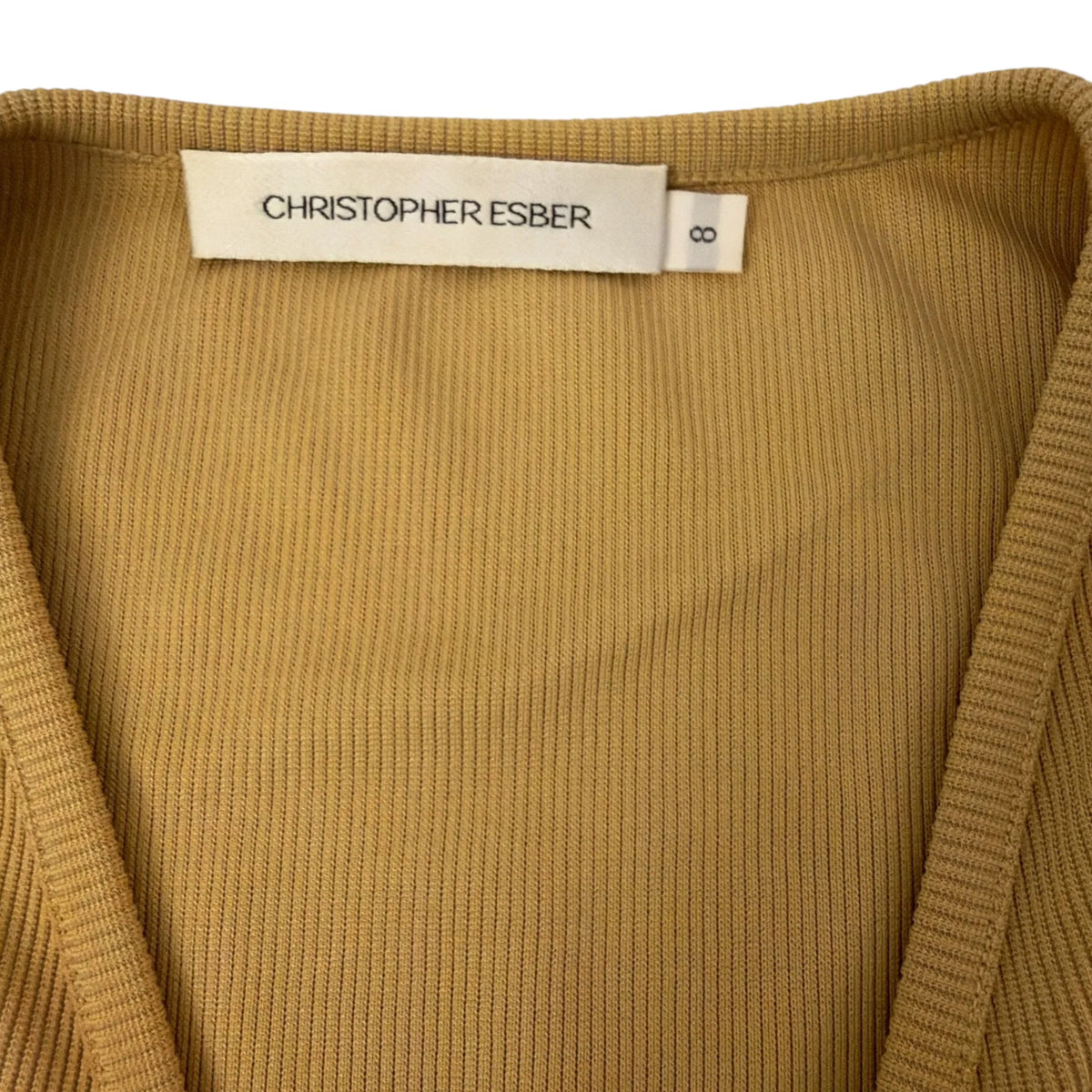 Christopher Esber Ribbed Crystal Cut Out Tank Top Camel Size AU8 Pre-Loved