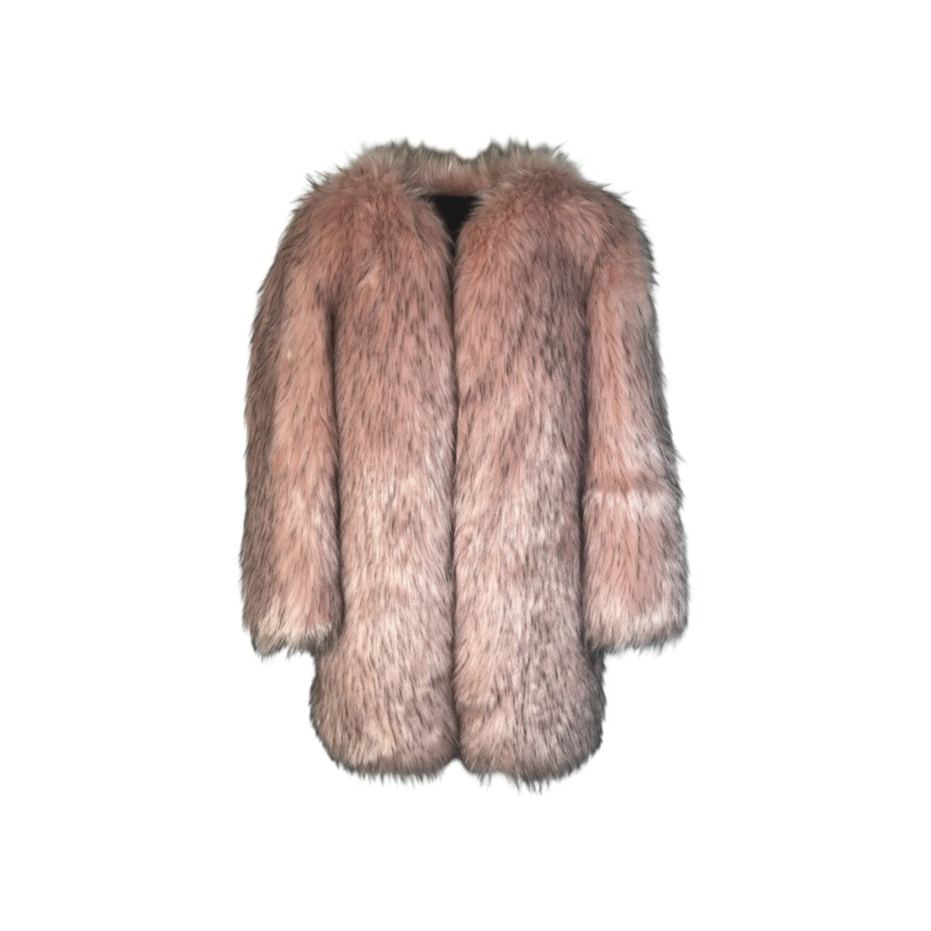 Zara Faux Fur Coat Soft Pink Size S