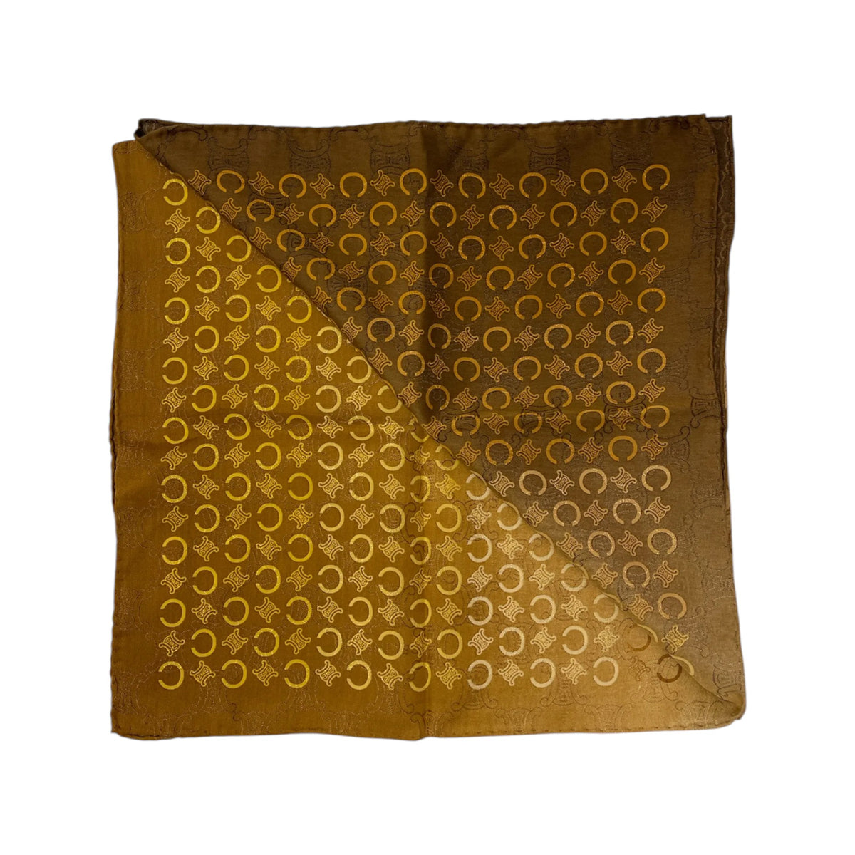 Celine Signature Logo Cotton & Silk Scarf  Golden Brown Gradient